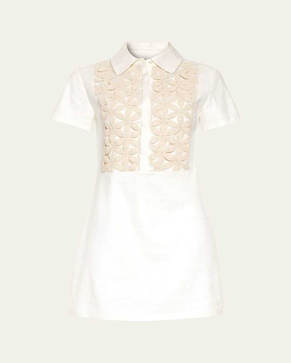 Sabrina Floral Crochet Mini Shirtdress